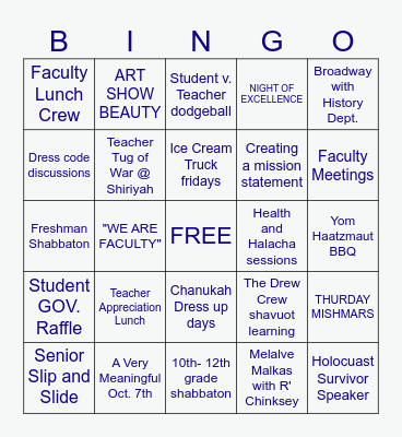 FACULTY END OF YEAR BINGO! Bingo Card