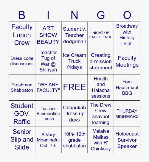 FACULTY END OF YEAR BINGO! Bingo Card