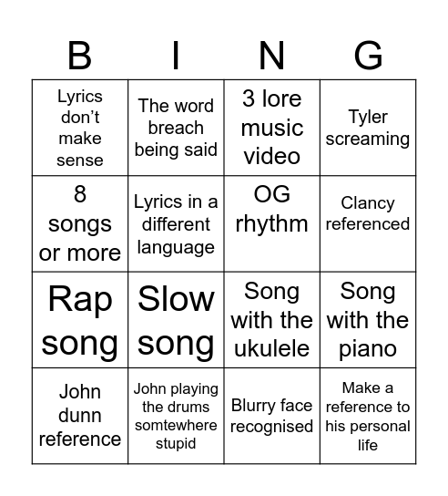 21 pilot = Breach Bingo Card