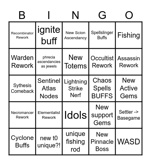 PoE 3.26 Patch Bingo Card