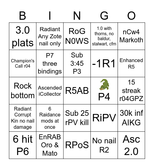 Impossible HK Bingo Card