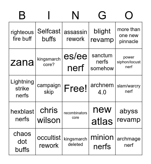 3.26 Reveal Predictions Bingo Card