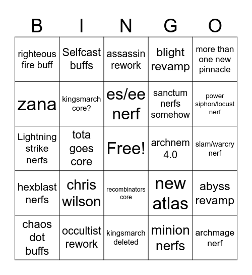 3.26 Reveal Predictions Bingo Card