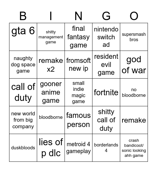 Summer Games Fest Bingo Card