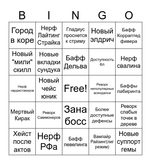 Поебинго Bingo Card