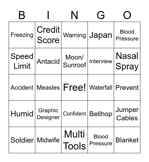 ASL 4 Bingo Card