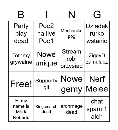 Poe 2.26 Bingo Card