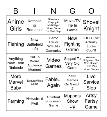 Summer Game Fest Bingo Card