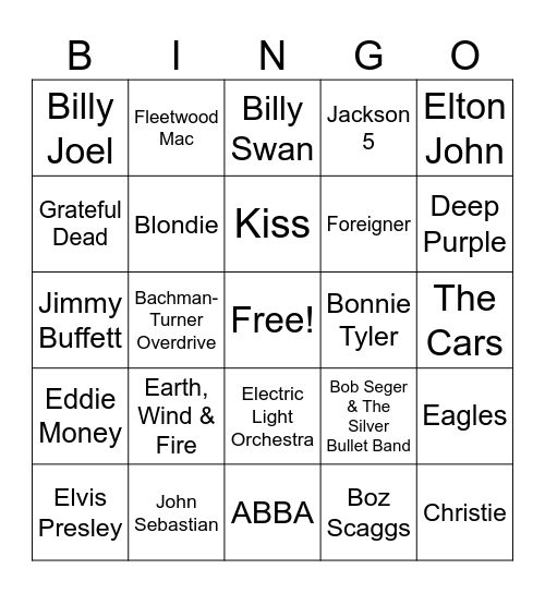 Who Dat? The 70's Bingo Card