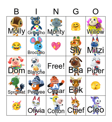 Animal Crossing Bingo Card