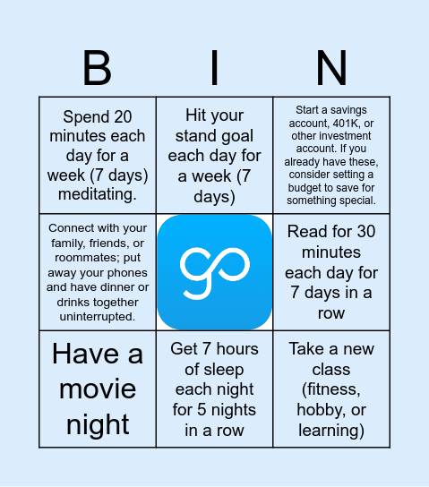 Employee Wellness Bingo Card
