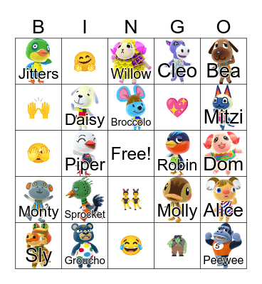 Animal Crossing Bingo Card
