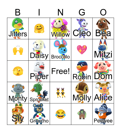Animal Crossing Bingo Card