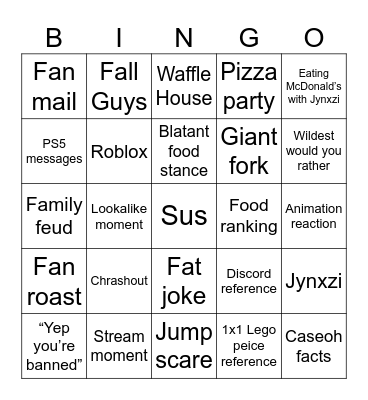 Caseoh Bingo Card