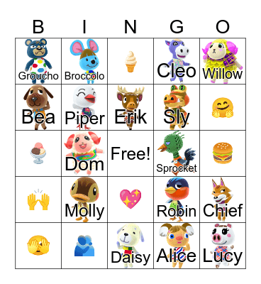 Animal Crossing Bingo Card