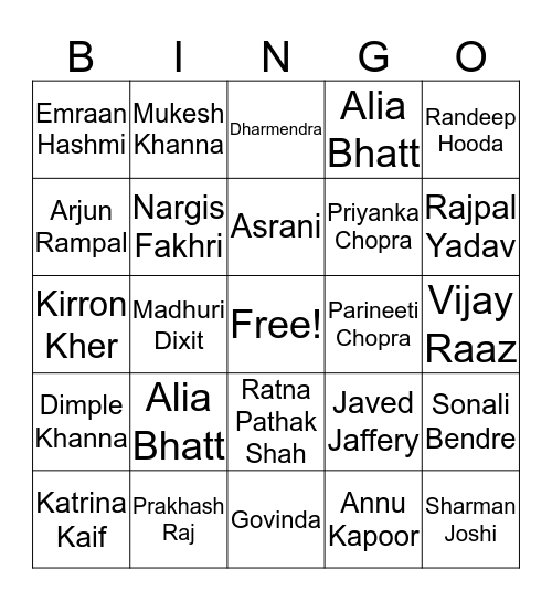 DePaul Indian Students Association Bingo Card