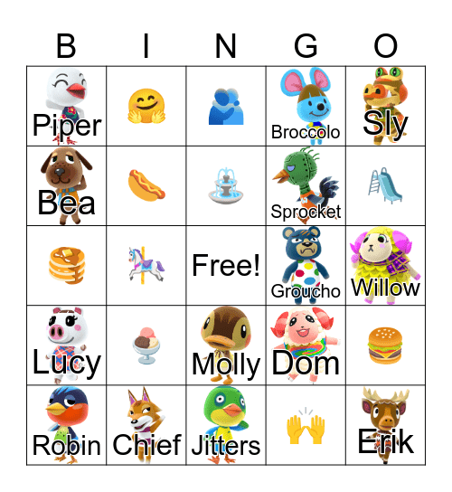 Animal Crossing Bingo Card