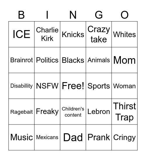 TikTok Bingo Card