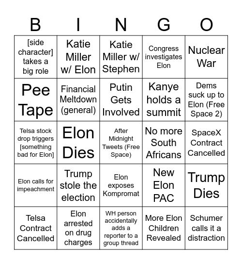 Musk Bingo Card