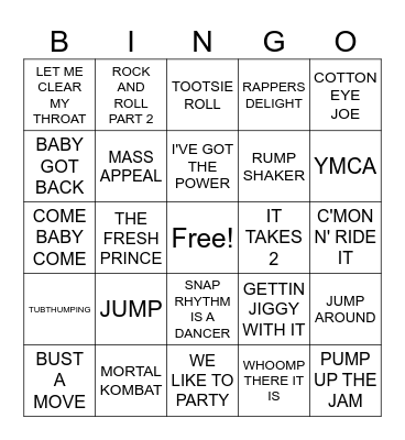SUMMER HIP HOP Bingo Card