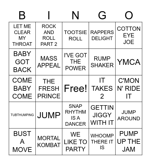 SUMMER HIP HOP Bingo Card