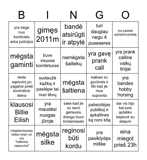 Untitled Bingos Bingo Card