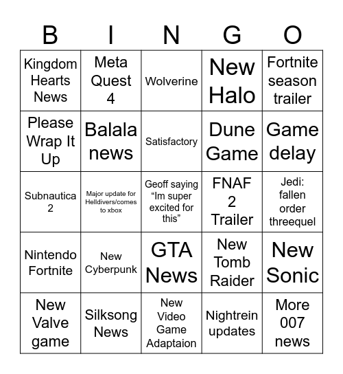 Main SGF Bingo Card
