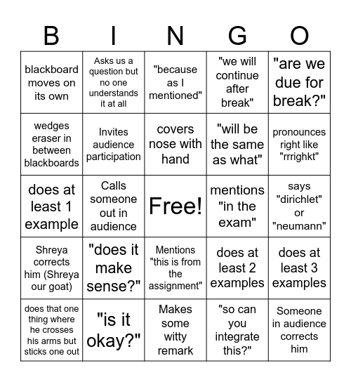 Victor Juma lecture bingo Card