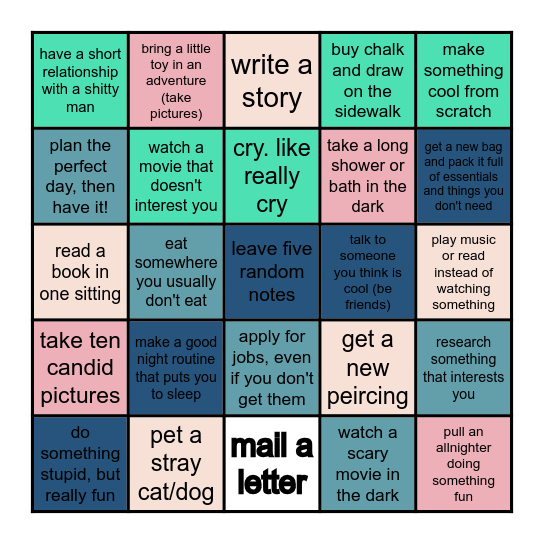summer 2025 Bingo Card