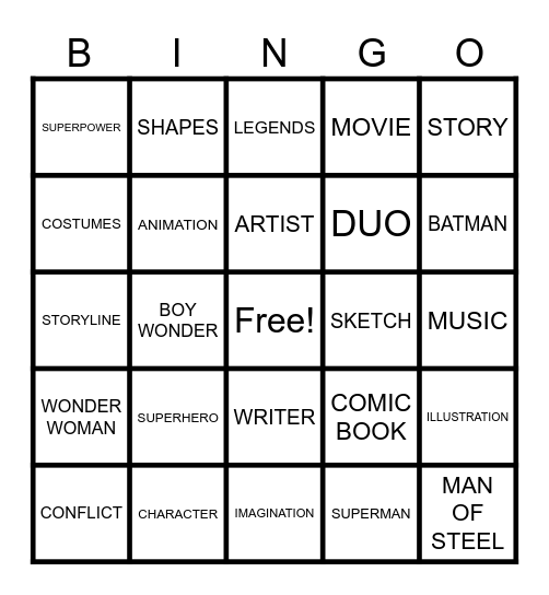 SUPERPOWER OF A STORY Bingo Card