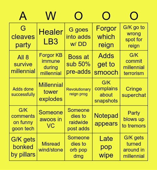 WHEN I CLIMB (IN THE RING) Bingo Card