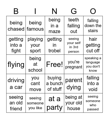 common dream bingo Card