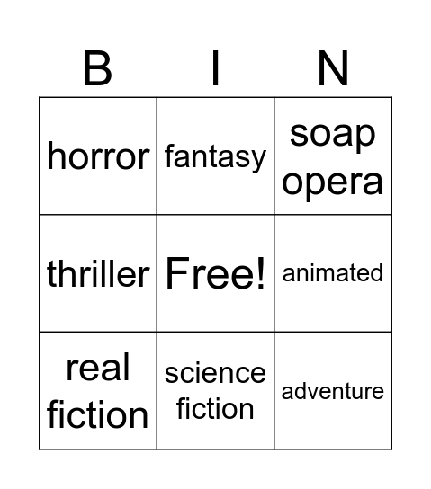movies    TV show    Bingo Card
