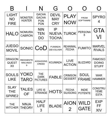 SUMMER GAME FEST FT. DORITOS Bingo Card