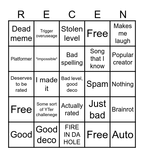 2.2 RECENT TAB Bingo Card