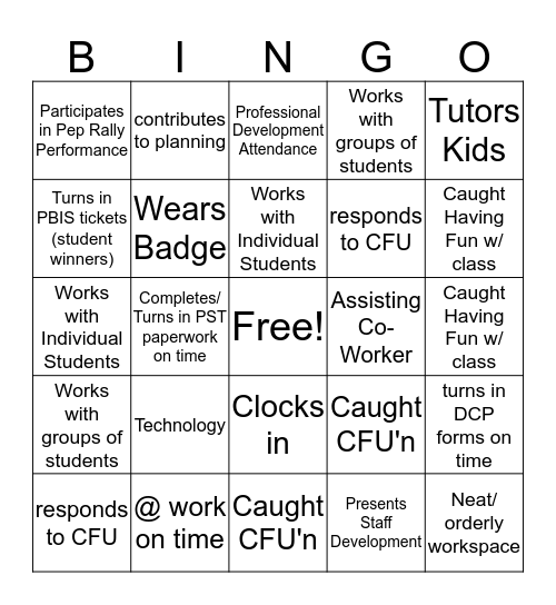 Cannaday Bingo Card