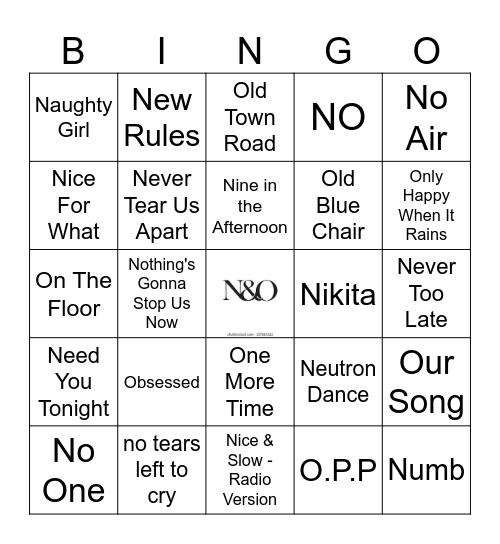 N & O Bingo Card