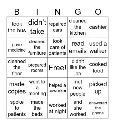 Jobs & Work History Bingo Card