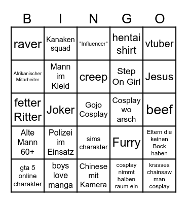 Dokomi Bingo Card