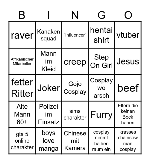 Dokomi Bingo Card