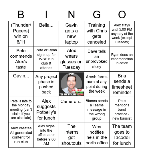 Event Challenge: Week 3 (Cameron) Bingo Card