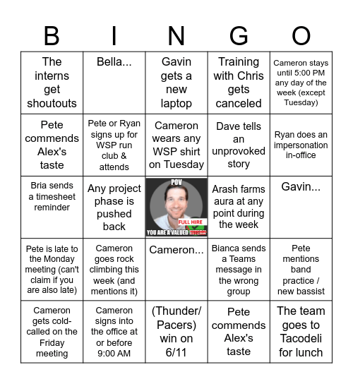Event Challenge: Week 3 (Alex) Bingo Card