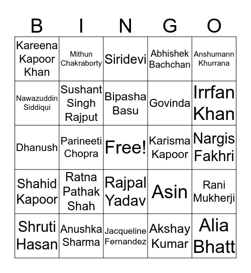 DePaul Indian Students Association Bingo Card