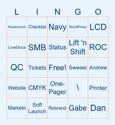 Rebrand Lingo Bingo Card