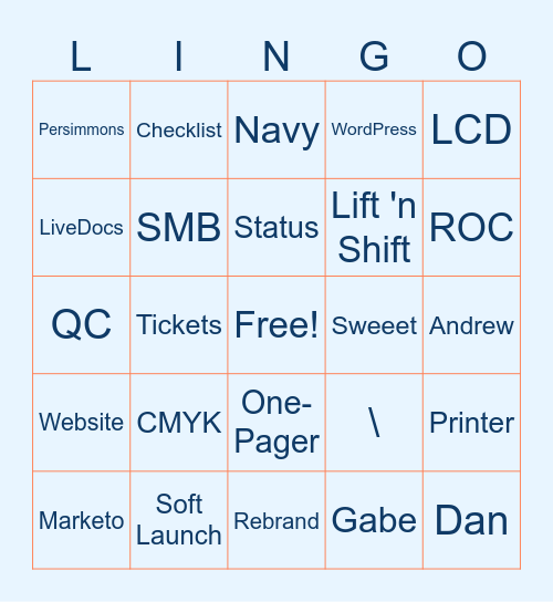 Rebrand Lingo Bingo Card