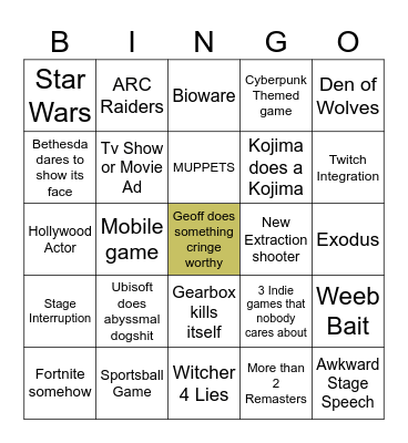 Summer Games Fest WhiteHall Bingo Card