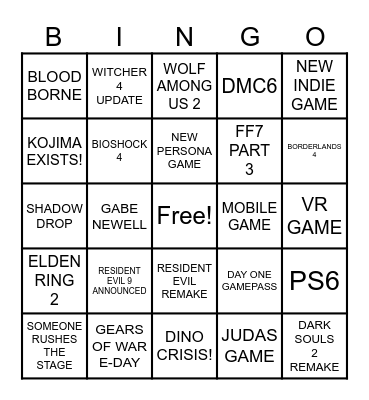 SUMMER GAME FEST BINGO! Bingo Card