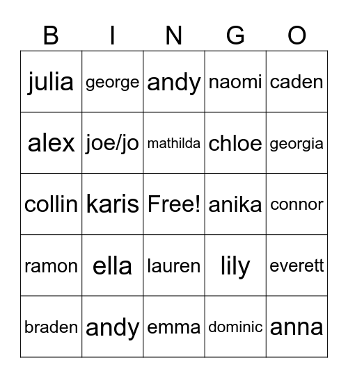 graduation Bingo Card