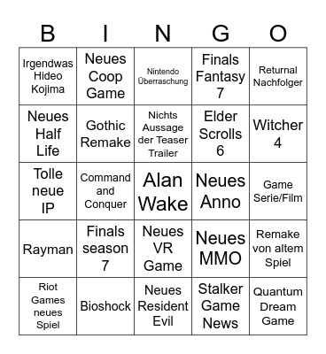 SummerGameFest25 Bingo Card