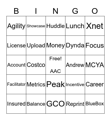 AMEX Assurance Company Bingo Card